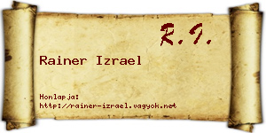 Rainer Izrael névjegykártya